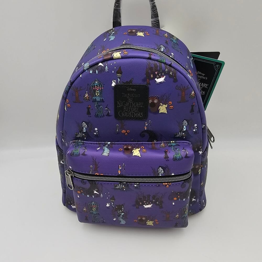 Disney The Nightmare Before Christmas AOP Purple Black Hot Topic Mini Backpack